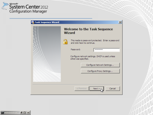 Screenshot of SCCM booted via HTTP